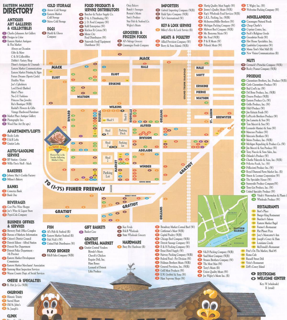 peta pasaran timur Detroit