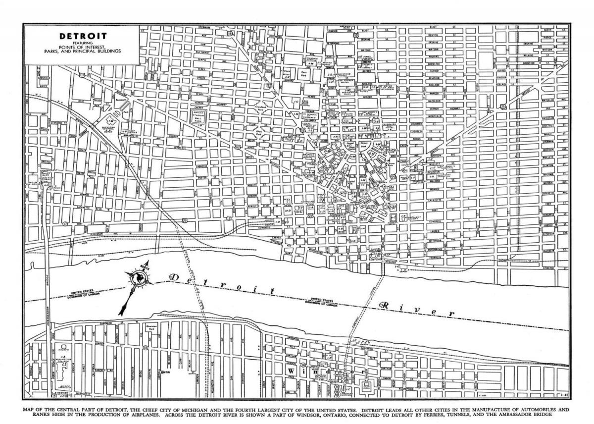 Kota Detroit peta jalan
