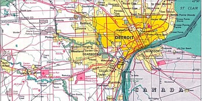 Peta Detroit pinggir bandar